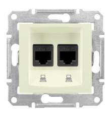 Розетка двойная RJ 45 кат 5е, экран, STP, кремовый, Sedna SDN4600123 Schneider