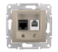 Розетка RJ11 + RJ45 кат 5e неэкран, UTP, титан, Sedna SDN5100168 Schneider