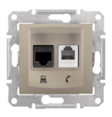 Розетка RJ11 + RJ45 кат 5e неэкран, UTP, титан, Sedna SDN5100168 Schneider