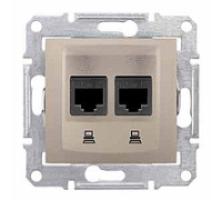 Розетка двойная RJ 45 кат 5е, неэкран, UTP, титан, Sedna SDN4400168 Schneider