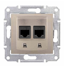 Розетка двойная RJ 45 кат 5е, неэкран, UTP, титан, Sedna SDN4400168 Schneider