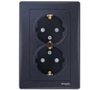 Розетка двойная с заземлением и шторками, графит, Sedna SDN3000470 Schneider