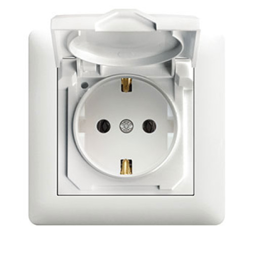 Розетка с заземлением и крышкой, белый, Lumina-2 WL1150 Hager
