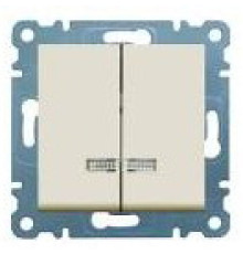 Выключатель двухклавишный с подсветкой, кремовый, Lumina-2 WL0241 Hager