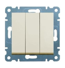 Выключатель трехклавишный, кремовый, Lumina-2 WL0071 Hager