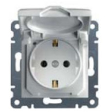 Розетка с заземлением и крышкой, белый, Lumina-2 WL1150 Hager