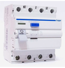 УЗО 63 A, 300 мA селективное, тип A, 4 полюса, Hager CP463J