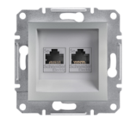 Розетка компьютерная RJ-45 кат. 6 двойная, алюминий, EPH4800161 Asfora Schneider