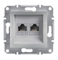 Розетка компьютерная RJ-45 кат. 6 двойная, алюминий, EPH4800161 Asfora Schneider