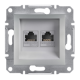 Розетка компьютерная RJ-45 кат. 6 двойная, алюминий, EPH4800161 Asfora Schneider