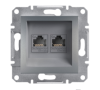 Розетка комп'ютерна RJ-45 кат. 6 подвійна, сталь, EPH4800162 Asfora Schneider