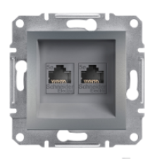 Розетка компьютерная RJ-45 кат. 6 двойная, сталь, EPH4800162 Asfora Schneider