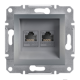 Розетка комп'ютерна RJ-45 кат. 6 подвійна, сталь, EPH4800162 Asfora Schneider
