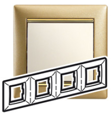 Рамка 4 поста, матовое золото, 770304 Legrand Valena