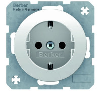 Розетка с заземлением, полярная белизна, Berker