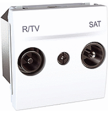 Мех. розетки TV-FM-SAT 10-2400МГц 2 м. проходной, белый, MGU3.456.18 Schneider Unica