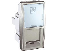 Мех. компьютерной розетки 1 мод. RJ45 (кат. 6), FTP, алюминий, MGU3.416.30 Schneider Unica