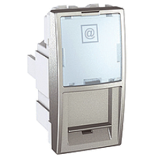 Мех. компьютерной розетки 1 мод. RJ45 (кат. 6), FTP, алюминий, MGU3.416.30 Schneider Unica