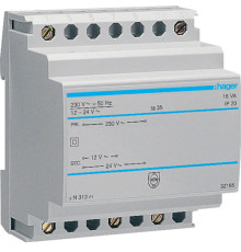 Трансформатор 220 / 24; 12 В, 16ВА, на дин-рейку, ST313 Hager