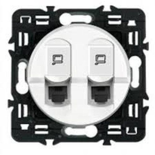 Панель двойной компьютерной розетки RJ 45, белый, 68252 Legrand Celiane