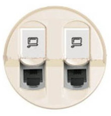 Панель компьютерной розетки RJ45 двойной, слоновая кость, 66236 Legrand Celiane