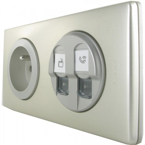 Панель компьютерной розетки RJ45 двойной, титан, 68552 Legrand Celiane