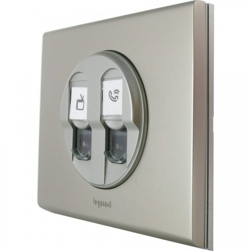 Панель компьютерной розетки RJ45 двойной, титан, 68552 Legrand Celiane