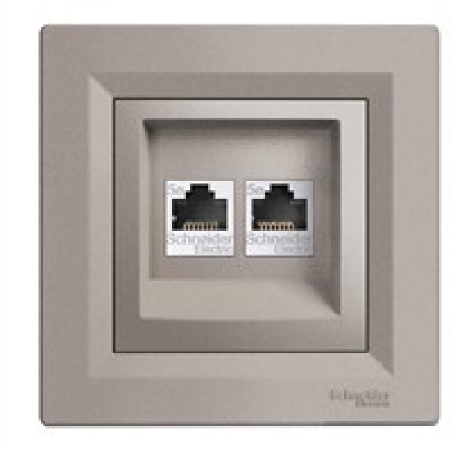 Розетка компьютерная RJ-45 кат. 6 двойная, бронза, EPH4800169 Asfora Schneider