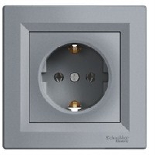 Розетка с заземлением, сталь, EPH2900162 Asfora Schneider