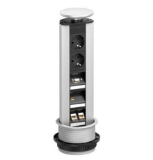 Выдвижная розетка EVOline Port multimedia, 2х220В + 2хRJ-45 + VGA + 3,5 мм аудио