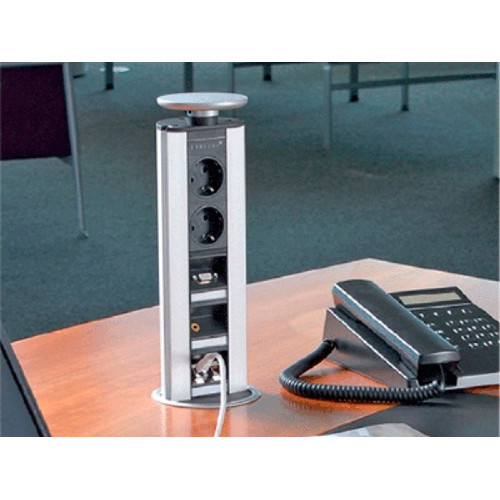 Выдвижная розетка EVOline Port multimedia, 2х220В + 2хRJ-45 + VGA + 3,5 мм аудио
