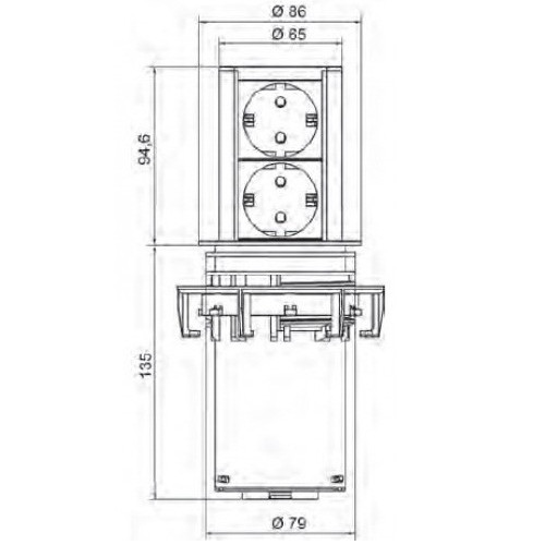 Выдвижной блок розеток Bachmann Elevator 220В + 2xRJ45