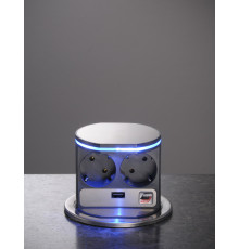 Выдвижной блок розеток 2x220 + USB, с подсветкой, VoltPort