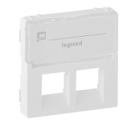Накладка розетки RJ11+RJ45 подпись, белый, Valena 755480 Legrand