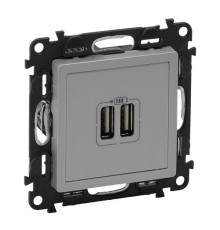 Розетка USB для зарядки двойная, алюминий, 753612 Legrand Valena Life