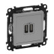Розетка USB для зарядки двойная, алюминий, 753612 Legrand Valena Life