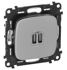 Розетка USB для зарядки двойная, алюминий, 754997 Legrand Valena ALLURE