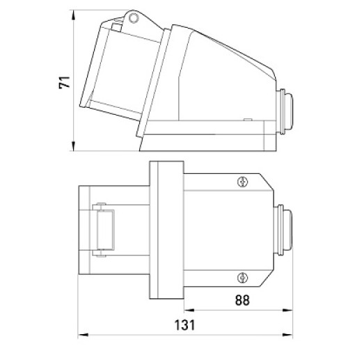 Силовая розетка 16А, 220В, 3 полюса, стационарная, e.socket.pro.3.16