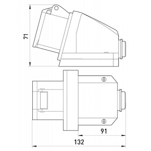 Силовая розетка 16А, 380В, 4 полюса, стационарная, e.socket.pro.4.16