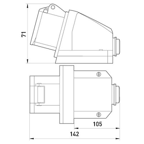 Силовая розетка 32А, 380В, 5 полюсов, стационарная, e.socket.pro.5.32