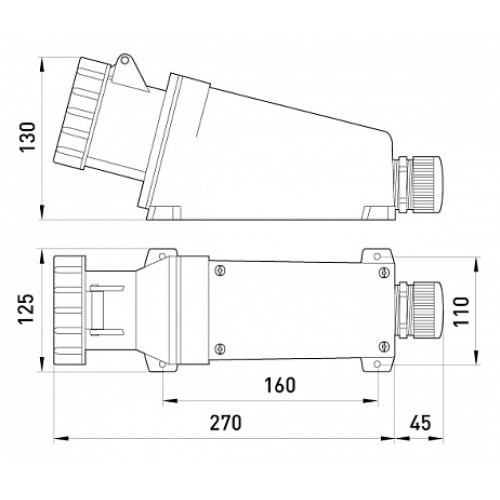 Силовая розетка 63А, 380В, 5 полюсов, стационарная, e.socket.pro.5.63