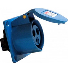 Силовая розетка 32А, 220В, 3 полюса, встраиваемая, e.socket.pro.3.32.wall