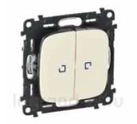 Выключатель проходной 2-клавишный с подсветкой, слоновая кость, Valena ALLURE 752809 Legrand
