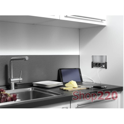 Встраиваемые розетки в стол 2х220В + 2xUSB, Bachmann KAPSA