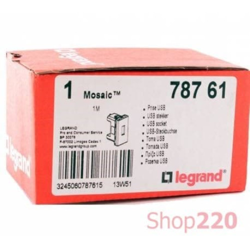 Розетка USB для передачи данных, белый, 78761 Legrand Mosaic