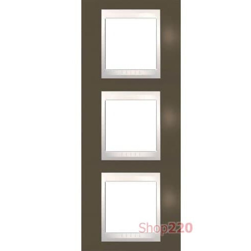 Рамка 3 поста вертикальная, какао, Unica MGU6.006V.571 Schneider