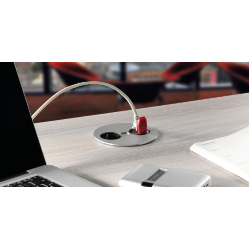 Врезная розетка в стол Bachmann TWIST 220В + USB-data, нержавеющая сталь