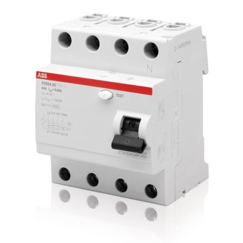 УЗО 25А, 30мА, 4 полюса, тип АС, ABB FH204AC-25/0,03
