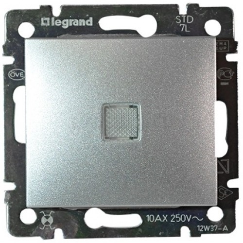 Выключатель с подсветкой, алюминий, Legrand 770110 Valena