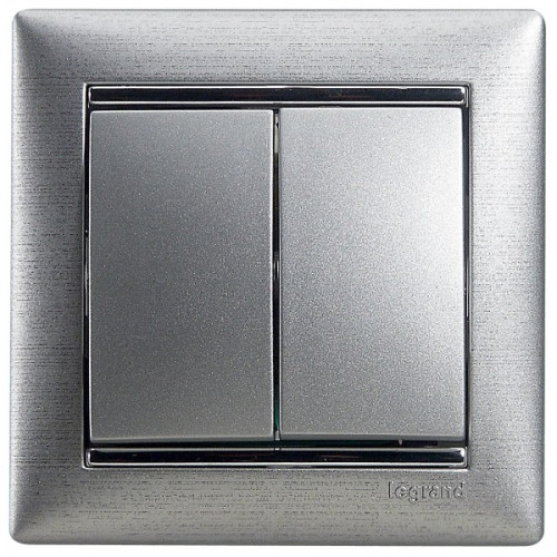Выключатель 2-клавишный, алюминий, Legrand 770105 Valena
